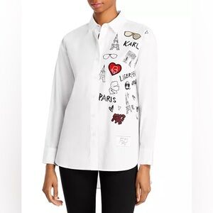 Karl Lagerfeld Limited Edition Paris Women's Iconic Motif Cotton Shirt